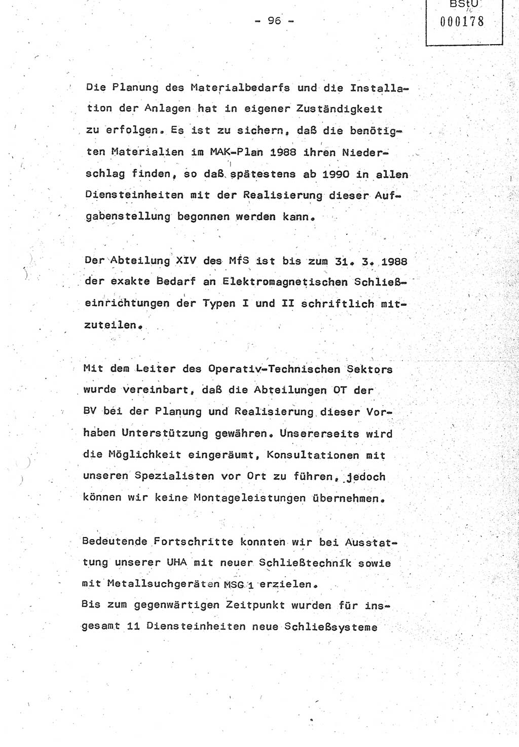 Referat (Oberst Siegfried Rataizick) auf der Dienstberatung mit den Leitern der Abteilungen der Abteilung ⅩⅣ des MfS [Ministerium für Staatssicherheit] Berlin und den Leitern der Abteilungen ⅩⅣ der Bezirksverwaltungen (BV) am 3.12.1987, Ministerium für Staatssicherheit [Deutsche Demokratische Republik (DDR)], Abteilung (Abt.) XIV, Berlin, 28.11.1987, Seite 96 (Ref. Di.-Ber. Ltr. Abt. ⅩⅣ MfS DDR 1987, S. 96)