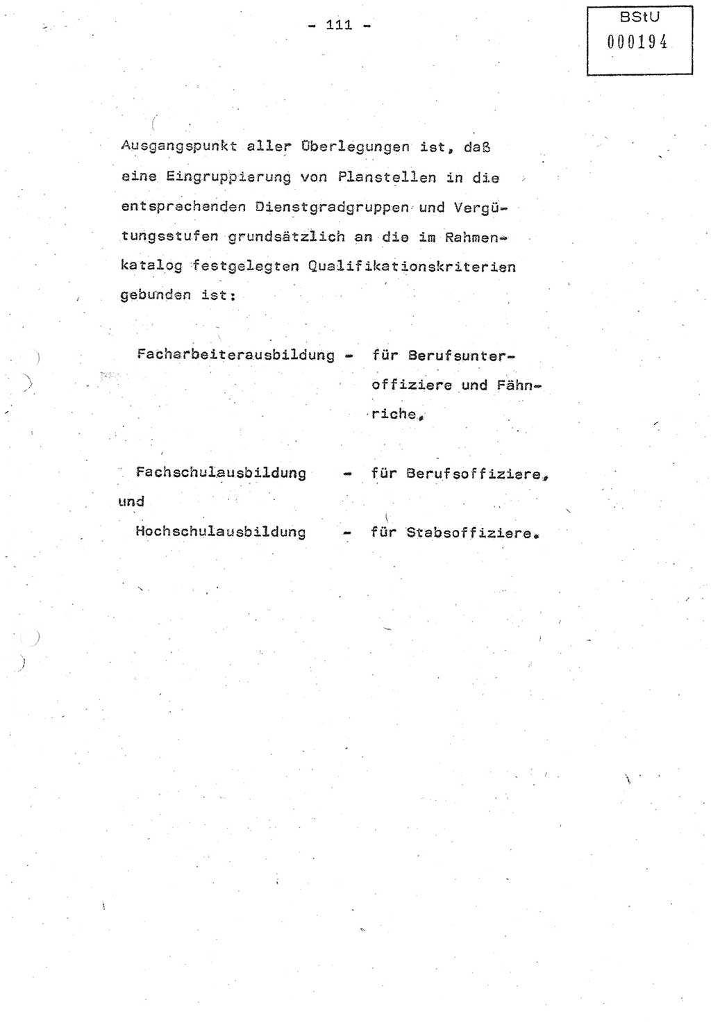 Referat (Oberst Siegfried Rataizick) auf der Dienstberatung mit den Leitern der Abteilungen der Abteilung ⅩⅣ des MfS [Ministerium für Staatssicherheit] Berlin und den Leitern der Abteilungen ⅩⅣ der Bezirksverwaltungen (BV) am 3.12.1987, Ministerium für Staatssicherheit [Deutsche Demokratische Republik (DDR)], Abteilung (Abt.) XIV, Berlin, 28.11.1987, Seite 111 (Ref. Di.-Ber. Ltr. Abt. ⅩⅣ MfS DDR 1987, S. 111)