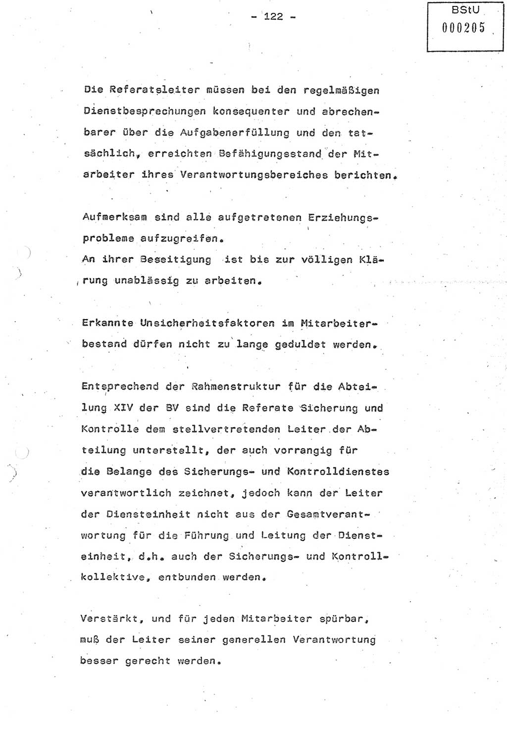 Referat (Oberst Siegfried Rataizick) auf der Dienstberatung mit den Leitern der Abteilungen der Abteilung ⅩⅣ des MfS [Ministerium für Staatssicherheit] Berlin und den Leitern der Abteilungen ⅩⅣ der Bezirksverwaltungen (BV) am 3.12.1987, Ministerium für Staatssicherheit [Deutsche Demokratische Republik (DDR)], Abteilung (Abt.) XIV, Berlin, 28.11.1987, Seite 122 (Ref. Di.-Ber. Ltr. Abt. ⅩⅣ MfS DDR 1987, S. 122)