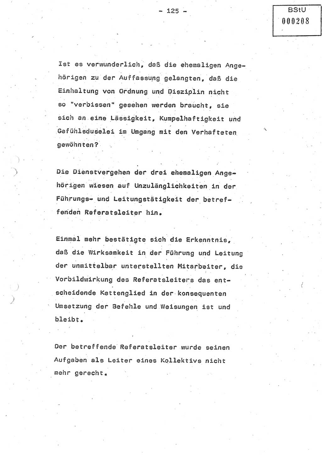 Referat (Oberst Siegfried Rataizick) auf der Dienstberatung mit den Leitern der Abteilungen der Abteilung ⅩⅣ des MfS [Ministerium für Staatssicherheit] Berlin und den Leitern der Abteilungen ⅩⅣ der Bezirksverwaltungen (BV) am 3.12.1987, Ministerium für Staatssicherheit [Deutsche Demokratische Republik (DDR)], Abteilung (Abt.) XIV, Berlin, 28.11.1987, Seite 125 (Ref. Di.-Ber. Ltr. Abt. ⅩⅣ MfS DDR 1987, S. 125)