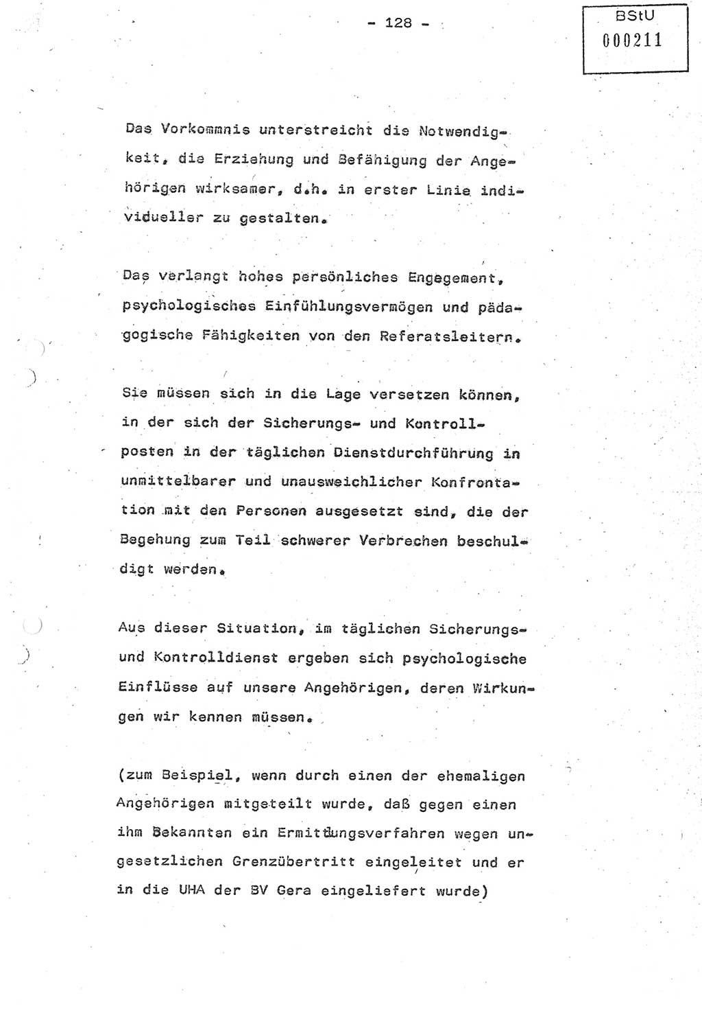 Referat (Oberst Siegfried Rataizick) auf der Dienstberatung mit den Leitern der Abteilungen der Abteilung ⅩⅣ des MfS [Ministerium für Staatssicherheit] Berlin und den Leitern der Abteilungen ⅩⅣ der Bezirksverwaltungen (BV) am 3.12.1987, Ministerium für Staatssicherheit [Deutsche Demokratische Republik (DDR)], Abteilung (Abt.) XIV, Berlin, 28.11.1987, Seite 128 (Ref. Di.-Ber. Ltr. Abt. ⅩⅣ MfS DDR 1987, S. 128)