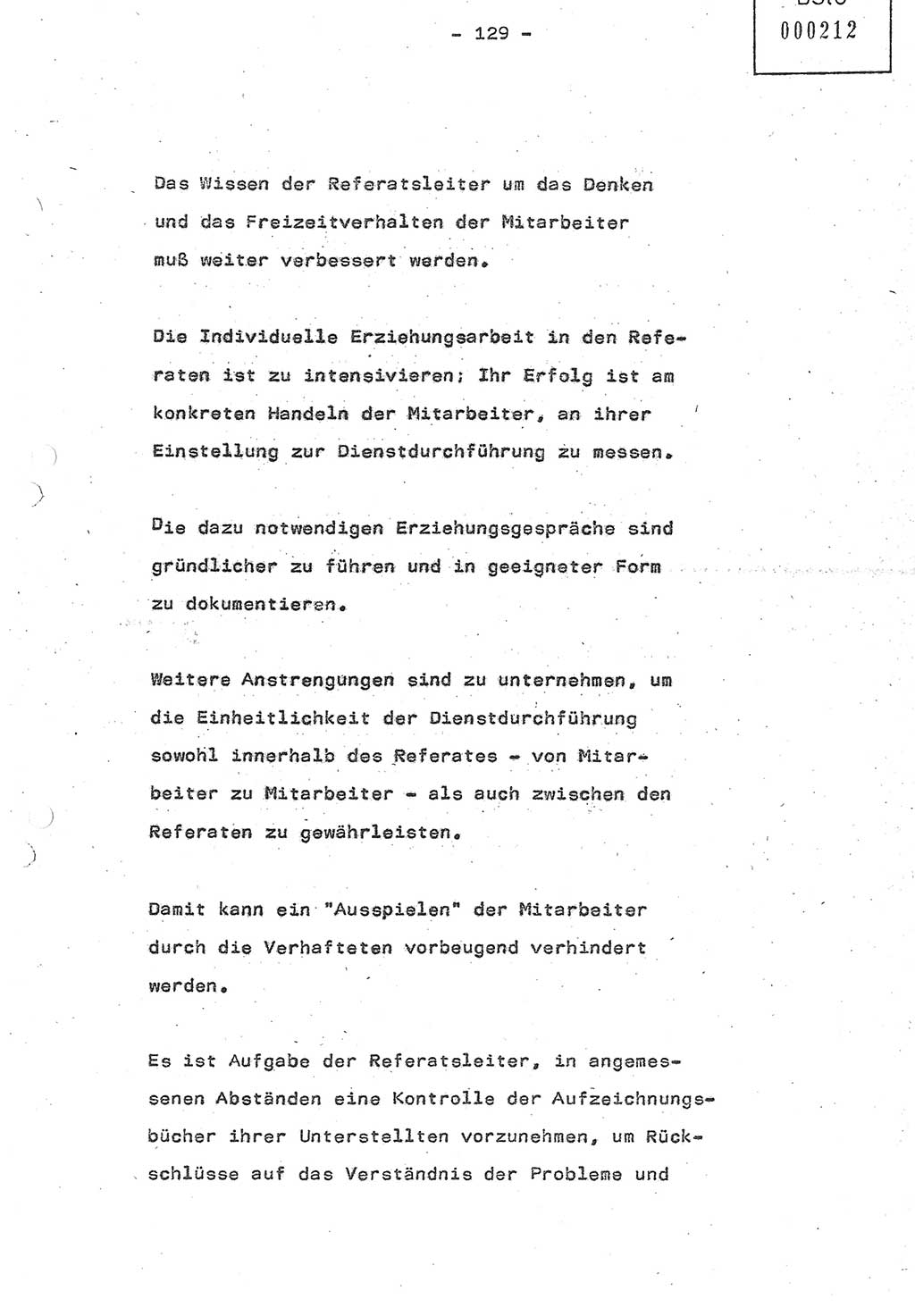 Referat (Oberst Siegfried Rataizick) auf der Dienstberatung mit den Leitern der Abteilungen der Abteilung ⅩⅣ des MfS [Ministerium für Staatssicherheit] Berlin und den Leitern der Abteilungen ⅩⅣ der Bezirksverwaltungen (BV) am 3.12.1987, Ministerium für Staatssicherheit [Deutsche Demokratische Republik (DDR)], Abteilung (Abt.) XIV, Berlin, 28.11.1987, Seite 129 (Ref. Di.-Ber. Ltr. Abt. ⅩⅣ MfS DDR 1987, S. 129)