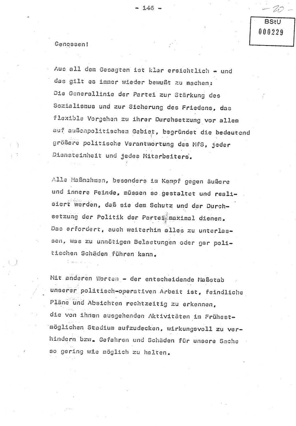 Referat (Oberst Siegfried Rataizick) auf der Dienstberatung mit den Leitern der Abteilungen der Abteilung ⅩⅣ des MfS [Ministerium für Staatssicherheit] Berlin und den Leitern der Abteilungen ⅩⅣ der Bezirksverwaltungen (BV) am 3.12.1987, Ministerium für Staatssicherheit [Deutsche Demokratische Republik (DDR)], Abteilung (Abt.) XIV, Berlin, 28.11.1987, Seite 146 (Ref. Di.-Ber. Ltr. Abt. ⅩⅣ MfS DDR 1987, S. 146)