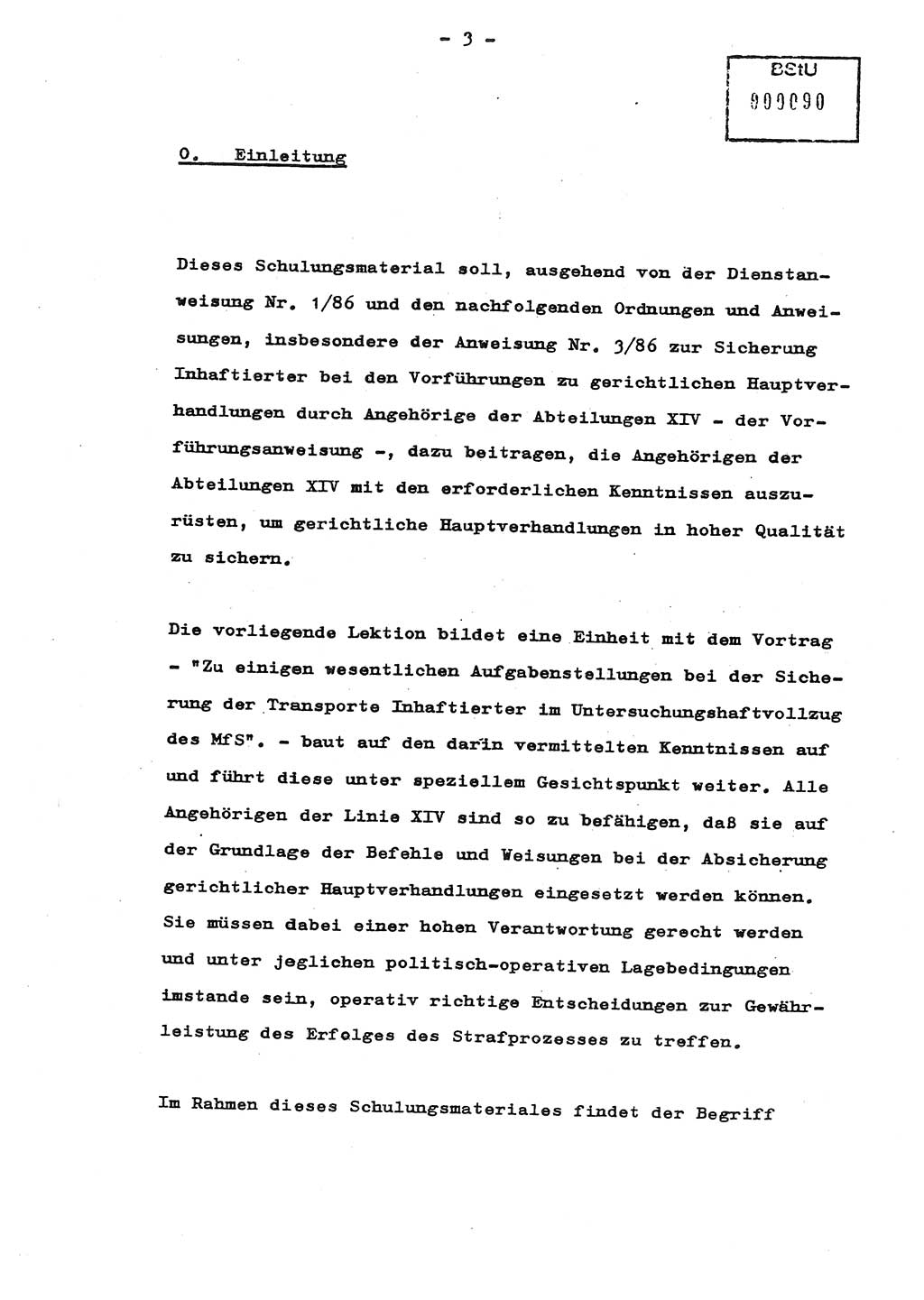 Schulungsmaterial Exemplar-Nr.: 8, Ministerium für Staatssicherheit [Deutsche Demokratische Republik (DDR)], Abteilung (Abt.) ⅩⅣ, Berlin 1987, Seite 3 (Sch.-Mat. Expl. 8 MfS DDR Abt. ⅩⅣ /87 1987, S. 3)