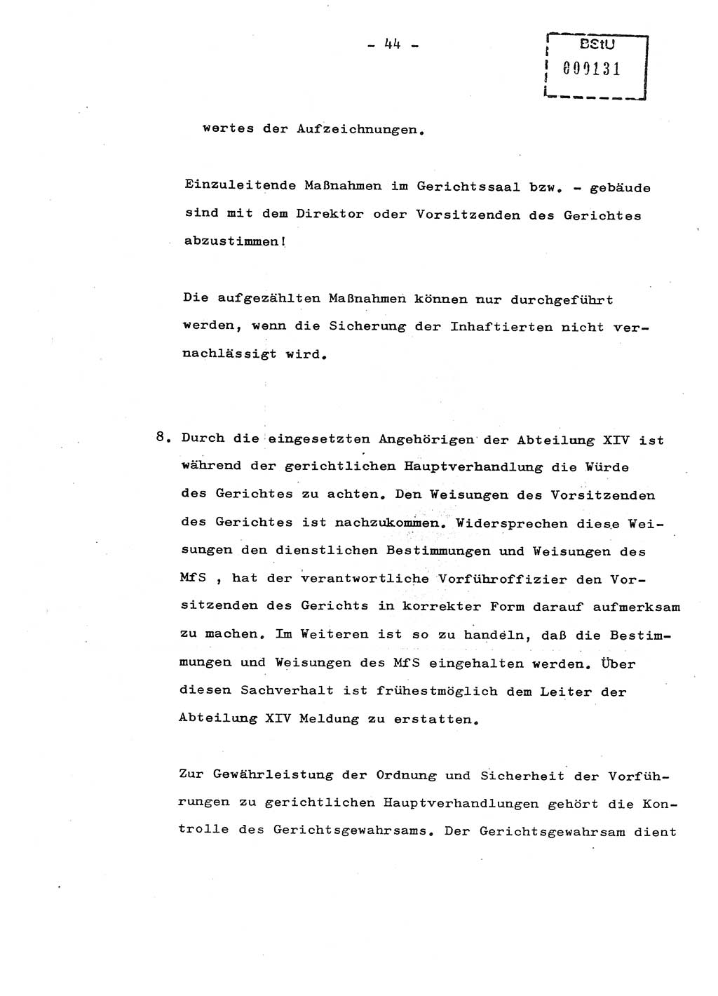 Schulungsmaterial Exemplar-Nr.: 8, Ministerium für Staatssicherheit [Deutsche Demokratische Republik (DDR)], Abteilung (Abt.) ⅩⅣ, Berlin 1987, Seite 44 (Sch.-Mat. Expl. 8 MfS DDR Abt. ⅩⅣ /87 1987, S. 44)