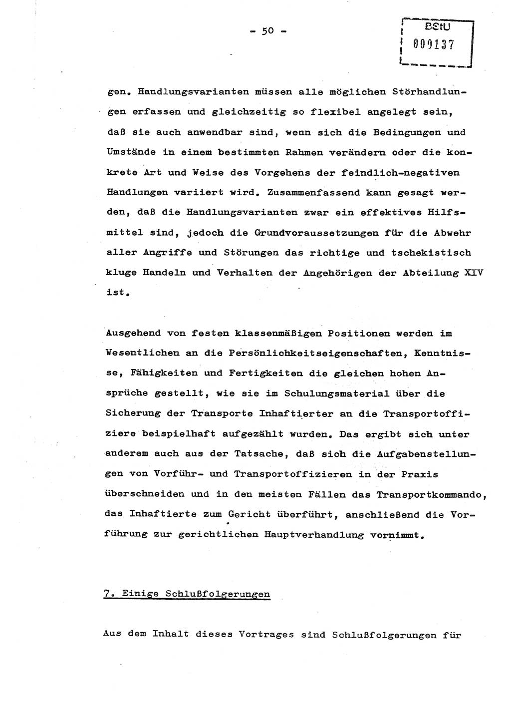 Schulungsmaterial Exemplar-Nr.: 8, Ministerium für Staatssicherheit [Deutsche Demokratische Republik (DDR)], Abteilung (Abt.) ⅩⅣ, Berlin 1987, Seite 50 (Sch.-Mat. Expl. 8 MfS DDR Abt. ⅩⅣ /87 1987, S. 50)