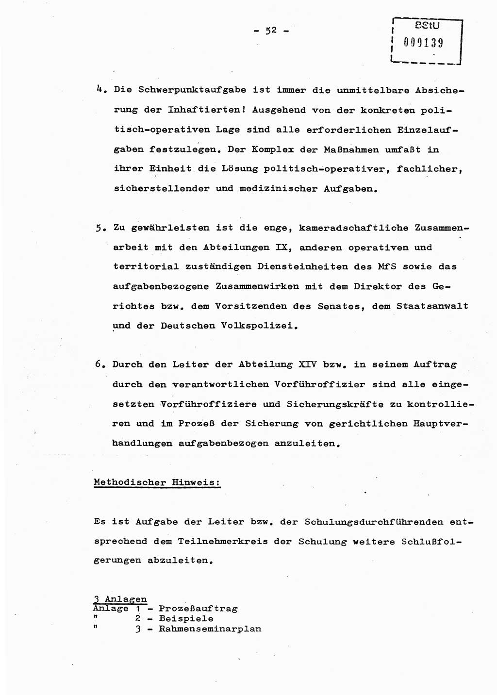 Schulungsmaterial Exemplar-Nr.: 8, Ministerium für Staatssicherheit [Deutsche Demokratische Republik (DDR)], Abteilung (Abt.) ⅩⅣ, Berlin 1987, Seite 52 (Sch.-Mat. Expl. 8 MfS DDR Abt. ⅩⅣ /87 1987, S. 52)