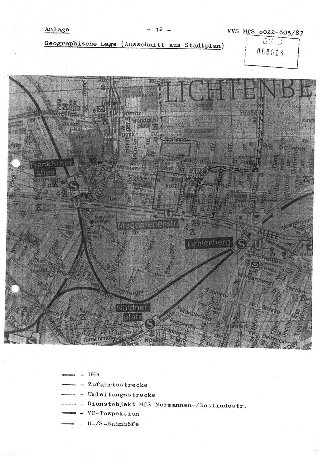 Sicherungskonzeption Untersuchungshaftanstalt (UHA) Ⅱ der Abteilung XIV im MfS [Ministerium für Staatssicherheit, Deutsche Demokratische Republik (DDR)] Berlin, Magdalenenstraße 14, Berlin 1130, Ministerium für Staatssicherheit, Abteilung (Abt.) XIV/3, Vertrauliche Verschlußsache (VVS) o022-605/87, Berlin 1987, Seite 12 (SiKo UHA Ⅱ Abt. ⅩⅣ/3 MfS DDR Bln. VVS o022-605/87 1987, S. 12)