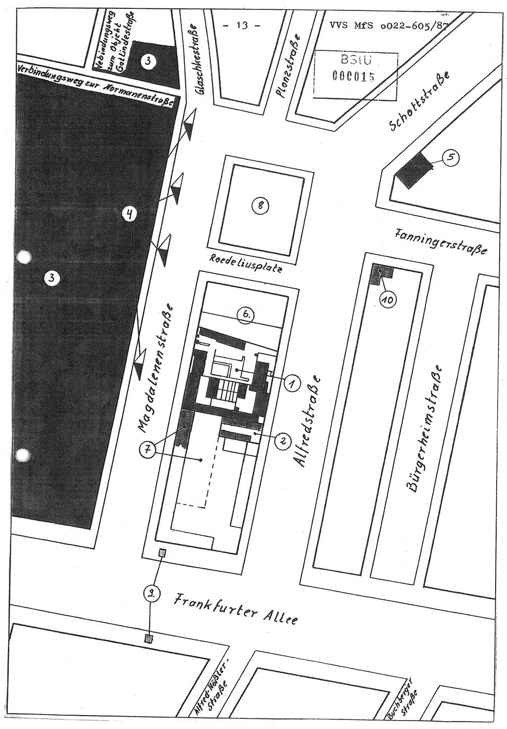 Sicherungskonzeption Untersuchungshaftanstalt (UHA) Ⅱ der Abteilung XIV im MfS [Ministerium für Staatssicherheit, Deutsche Demokratische Republik (DDR)] Berlin, Magdalenenstraße 14, Berlin 1130, Ministerium für Staatssicherheit, Abteilung (Abt.) XIV/3, Vertrauliche Verschlußsache (VVS) o022-605/87, Berlin 1987, Seite 13 (SiKo UHA Ⅱ Abt. ⅩⅣ/3 MfS DDR Bln. VVS o022-605/87 1987, S. 13)