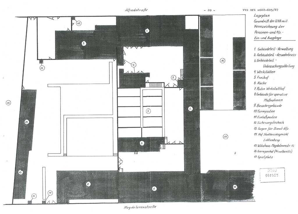 Sicherungskonzeption Untersuchungshaftanstalt (UHA) Ⅱ der Abteilung XIV im MfS [Ministerium für Staatssicherheit, Deutsche Demokratische Republik (DDR)] Berlin, Magdalenenstraße 14, Berlin 1130, Ministerium für Staatssicherheit, Abteilung (Abt.) XIV/3, Vertrauliche Verschlußsache (VVS) o022-605/87, Berlin 1987, Seite 20 (SiKo UHA Ⅱ Abt. ⅩⅣ/3 MfS DDR Bln. VVS o022-605/87 1987, S. 20)