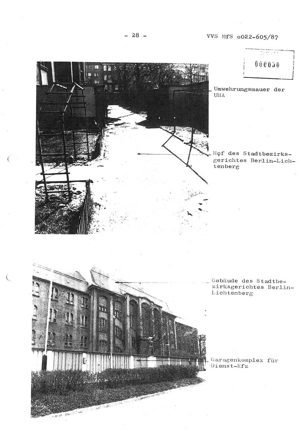 Sicherungskonzeption Untersuchungshaftanstalt (UHA) Ⅱ der Abteilung XIV im MfS [Ministerium für Staatssicherheit, Deutsche Demokratische Republik (DDR)] Berlin, Magdalenenstraße 14, Berlin 1130, Ministerium für Staatssicherheit, Abteilung (Abt.) XIV/3, Vertrauliche Verschlußsache (VVS) o022-605/87, Berlin 1987, Seite 28 (SiKo UHA Ⅱ Abt. ⅩⅣ/3 MfS DDR Bln. VVS o022-605/87 1987, S. 28)