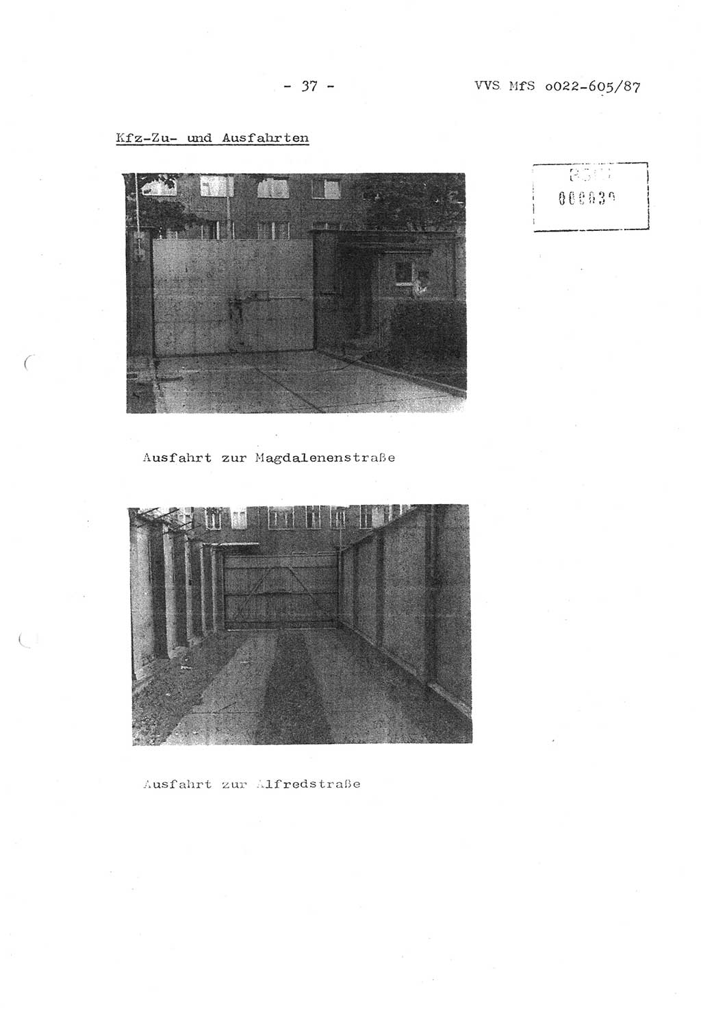 Sicherungskonzeption Untersuchungshaftanstalt (UHA) Ⅱ der Abteilung XIV im MfS [Ministerium für Staatssicherheit, Deutsche Demokratische Republik (DDR)] Berlin, Magdalenenstraße 14, Berlin 1130, Ministerium für Staatssicherheit, Abteilung (Abt.) XIV/3, Vertrauliche Verschlußsache (VVS) o022-605/87, Berlin 1987, Seite 37 (SiKo UHA Ⅱ Abt. ⅩⅣ/3 MfS DDR Bln. VVS o022-605/87 1987, S. 37)