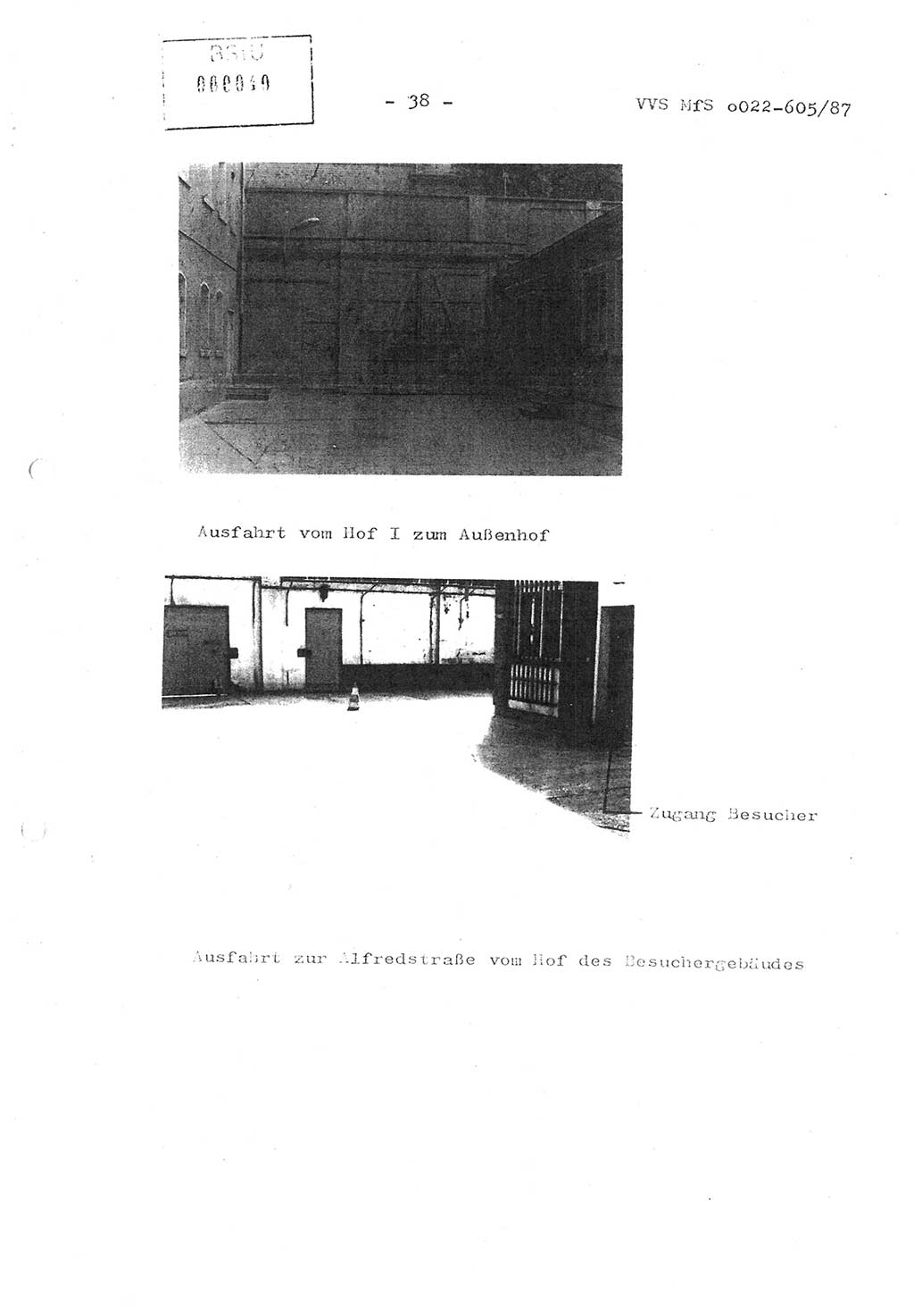 Sicherungskonzeption Untersuchungshaftanstalt (UHA) Ⅱ der Abteilung XIV im MfS [Ministerium für Staatssicherheit, Deutsche Demokratische Republik (DDR)] Berlin, Magdalenenstraße 14, Berlin 1130, Ministerium für Staatssicherheit, Abteilung (Abt.) XIV/3, Vertrauliche Verschlußsache (VVS) o022-605/87, Berlin 1987, Seite 38 (SiKo UHA Ⅱ Abt. ⅩⅣ/3 MfS DDR Bln. VVS o022-605/87 1987, S. 38)
