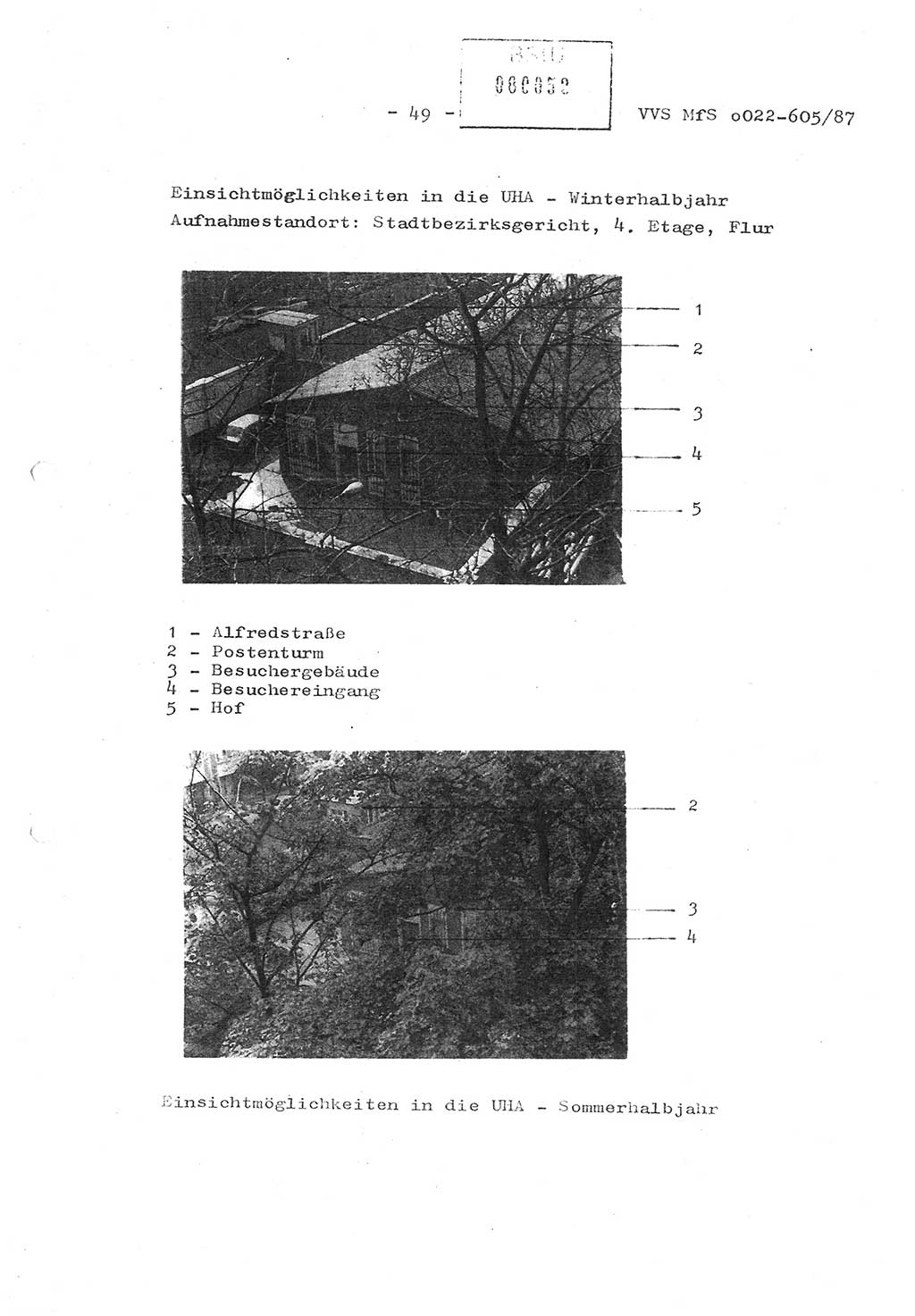 Sicherungskonzeption Untersuchungshaftanstalt (UHA) Ⅱ der Abteilung XIV im MfS [Ministerium für Staatssicherheit, Deutsche Demokratische Republik (DDR)] Berlin, Magdalenenstraße 14, Berlin 1130, Ministerium für Staatssicherheit, Abteilung (Abt.) XIV/3, Vertrauliche Verschlußsache (VVS) o022-605/87, Berlin 1987, Seite 49 (SiKo UHA Ⅱ Abt. ⅩⅣ/3 MfS DDR Bln. VVS o022-605/87 1987, S. 49)
