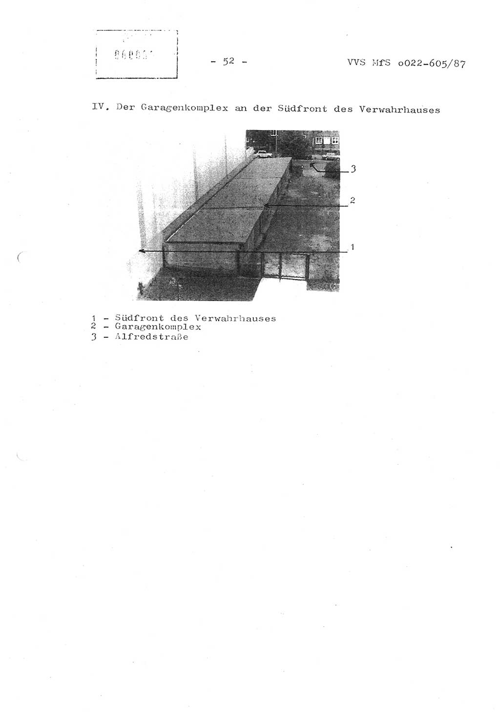 Sicherungskonzeption Untersuchungshaftanstalt (UHA) Ⅱ der Abteilung XIV im MfS [Ministerium für Staatssicherheit, Deutsche Demokratische Republik (DDR)] Berlin, Magdalenenstraße 14, Berlin 1130, Ministerium für Staatssicherheit, Abteilung (Abt.) XIV/3, Vertrauliche Verschlußsache (VVS) o022-605/87, Berlin 1987, Seite 52 (SiKo UHA Ⅱ Abt. ⅩⅣ/3 MfS DDR Bln. VVS o022-605/87 1987, S. 52)