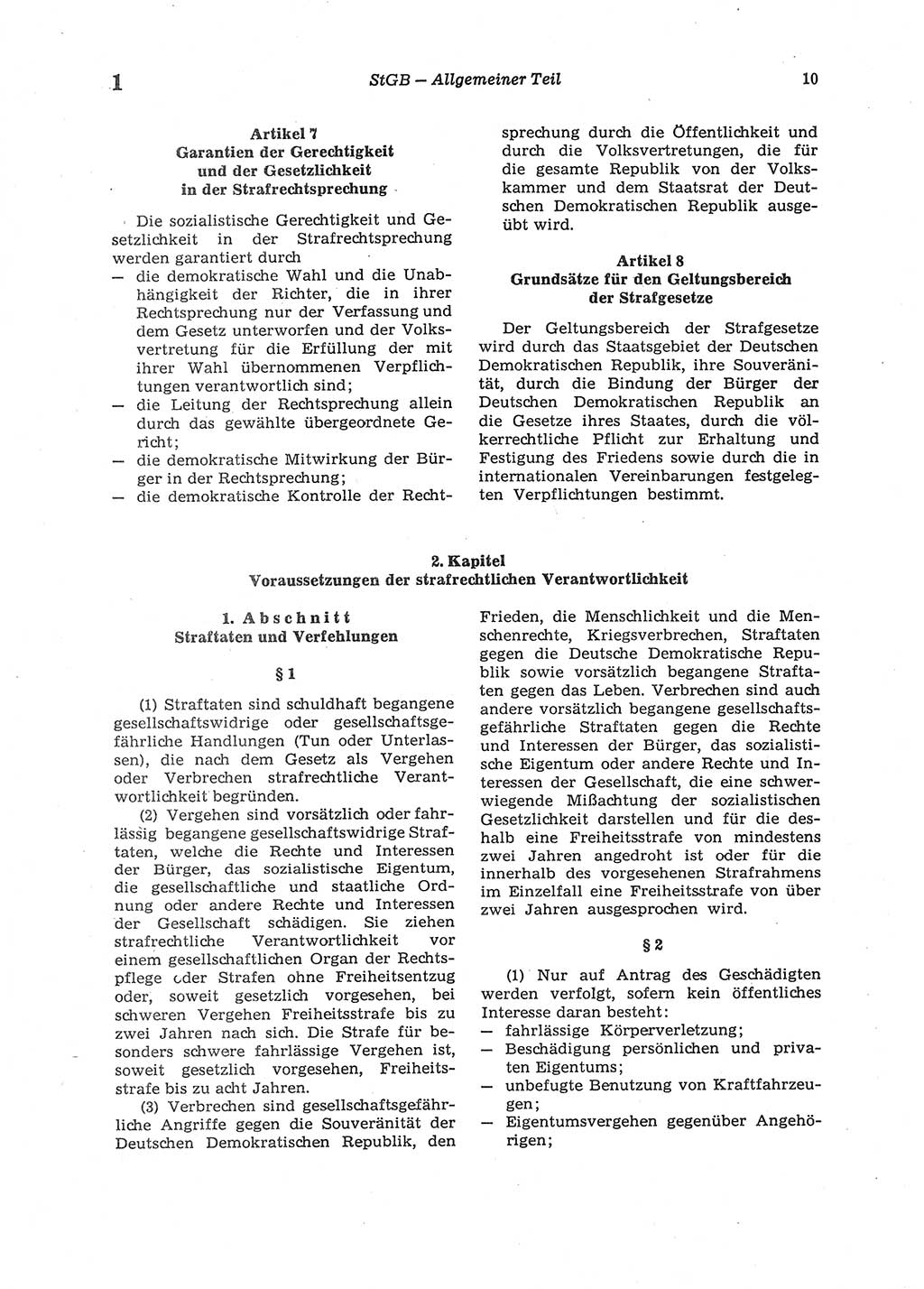 Strafgesetzbuch (StGB) der Deutschen Demokratischen Republik (DDR) 1987, Seite 10 (StGB DDR 1987, S. 10)