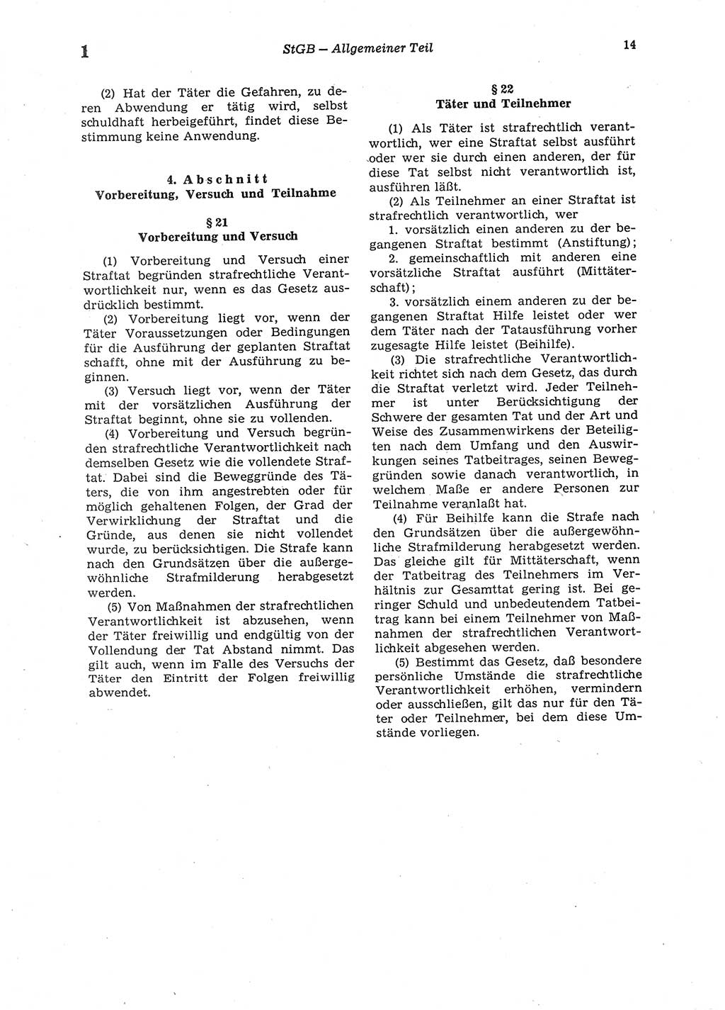 Strafgesetzbuch (StGB) der Deutschen Demokratischen Republik (DDR) 1987, Seite 14 (StGB DDR 1987, S. 14)