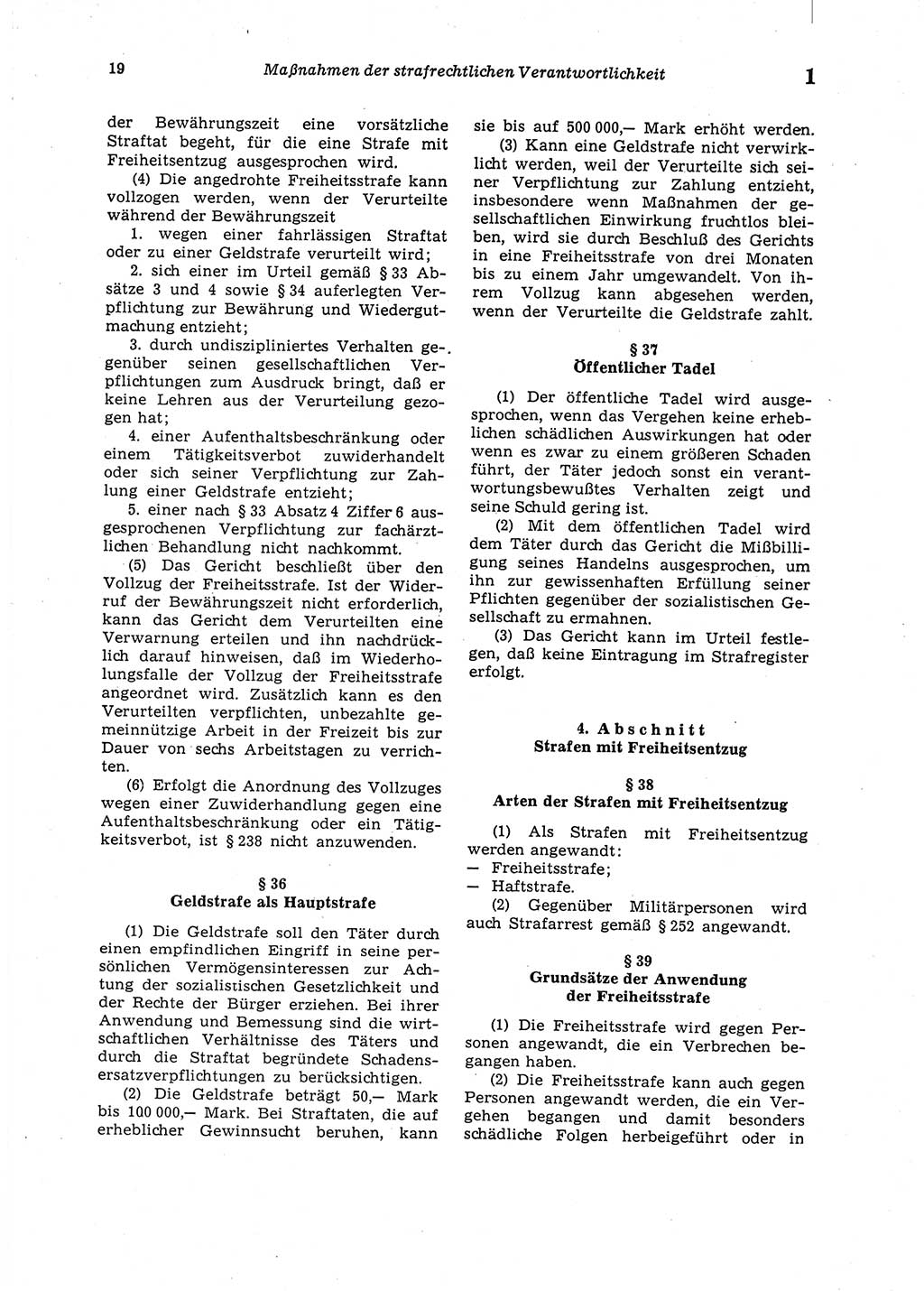 Strafgesetzbuch (StGB) der Deutschen Demokratischen Republik (DDR) 1987, Seite 19 (StGB DDR 1987, S. 19)