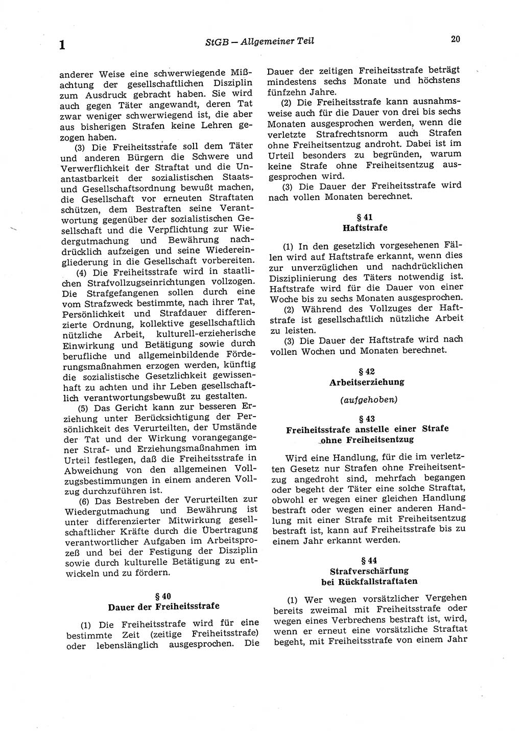 Strafgesetzbuch (StGB) der Deutschen Demokratischen Republik (DDR) 1987, Seite 20 (StGB DDR 1987, S. 20)