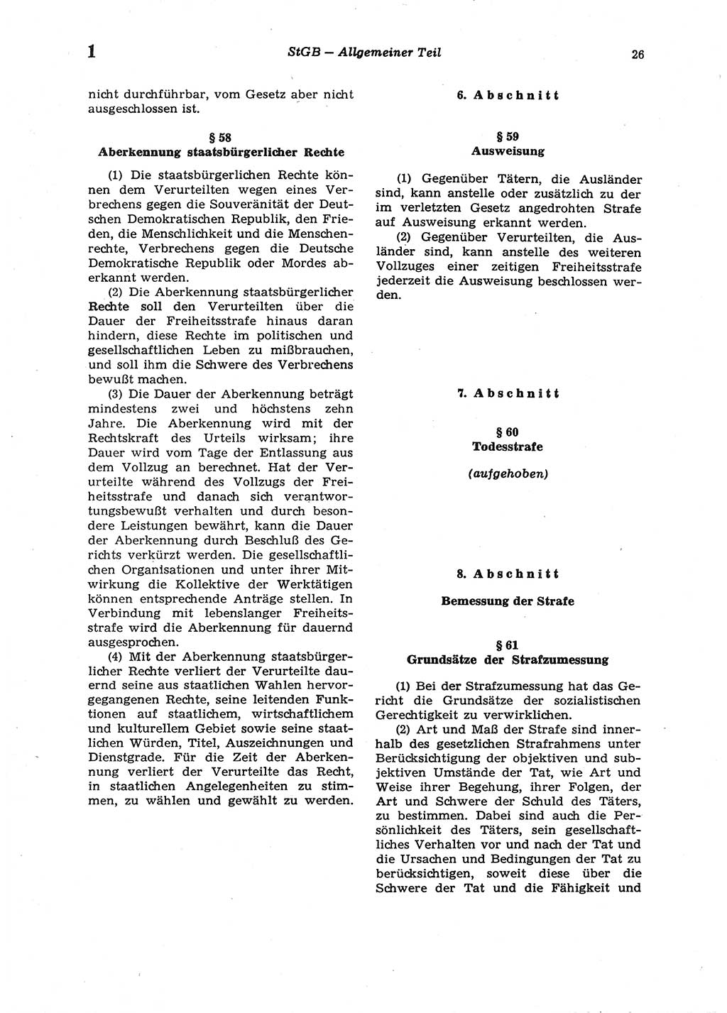 Strafgesetzbuch (StGB) der Deutschen Demokratischen Republik (DDR) 1987, Seite 26 (StGB DDR 1987, S. 26)