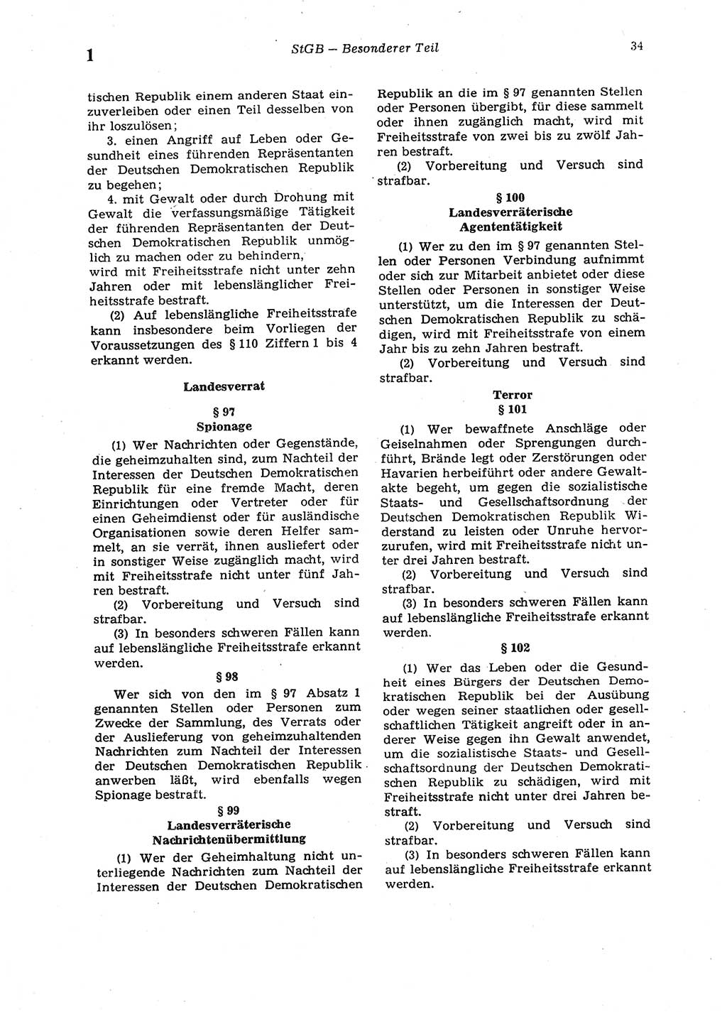 Strafgesetzbuch (StGB) der Deutschen Demokratischen Republik (DDR) 1987, Seite 34 (StGB DDR 1987, S. 34)