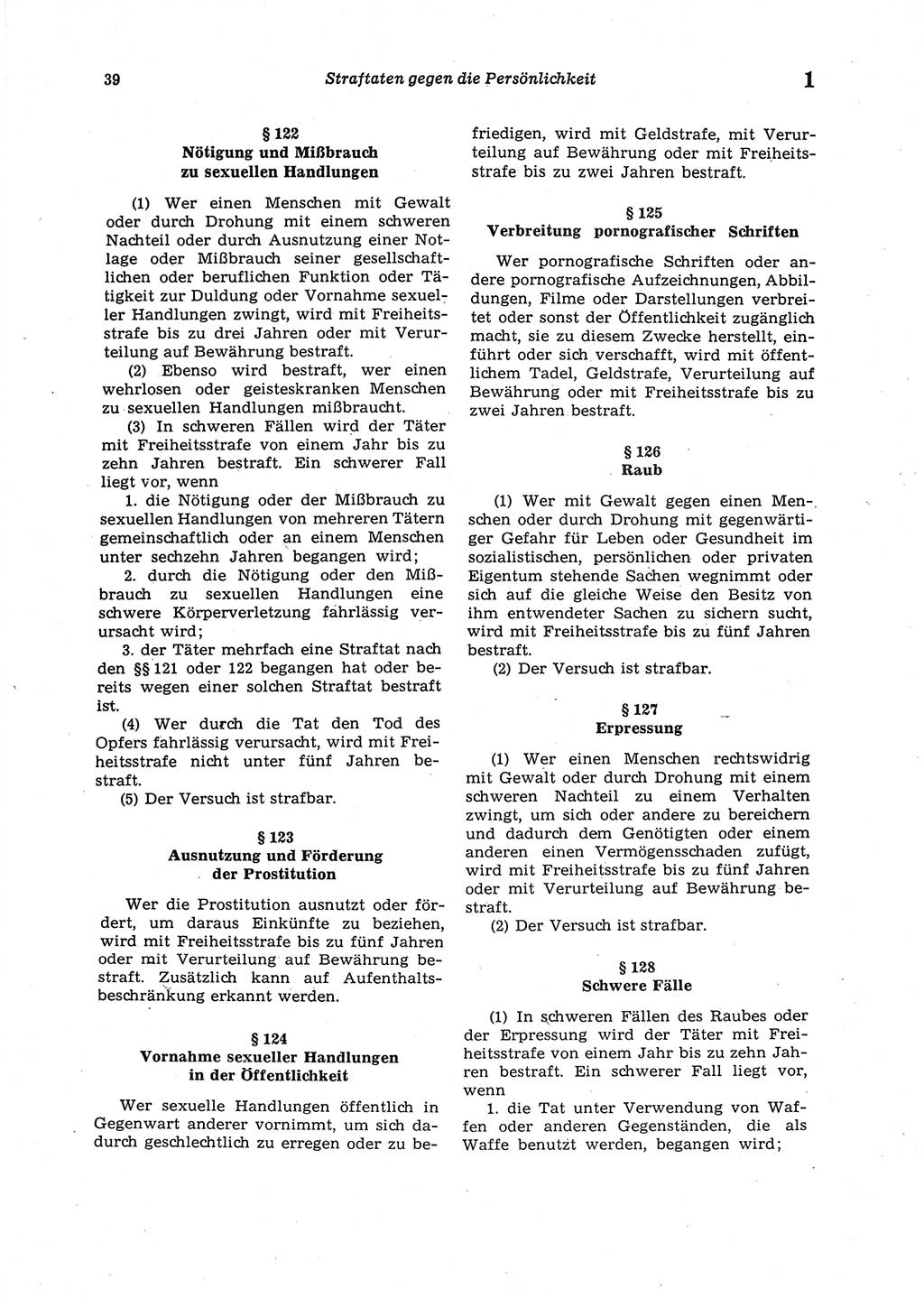 Strafgesetzbuch (StGB) der Deutschen Demokratischen Republik (DDR) 1987, Seite 39 (StGB DDR 1987, S. 39)
