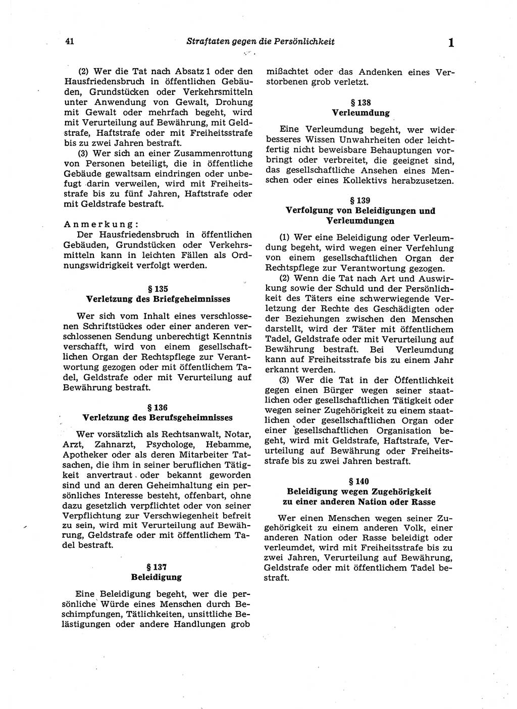 Strafgesetzbuch (StGB) der Deutschen Demokratischen Republik (DDR) 1987, Seite 41 (StGB DDR 1987, S. 41)