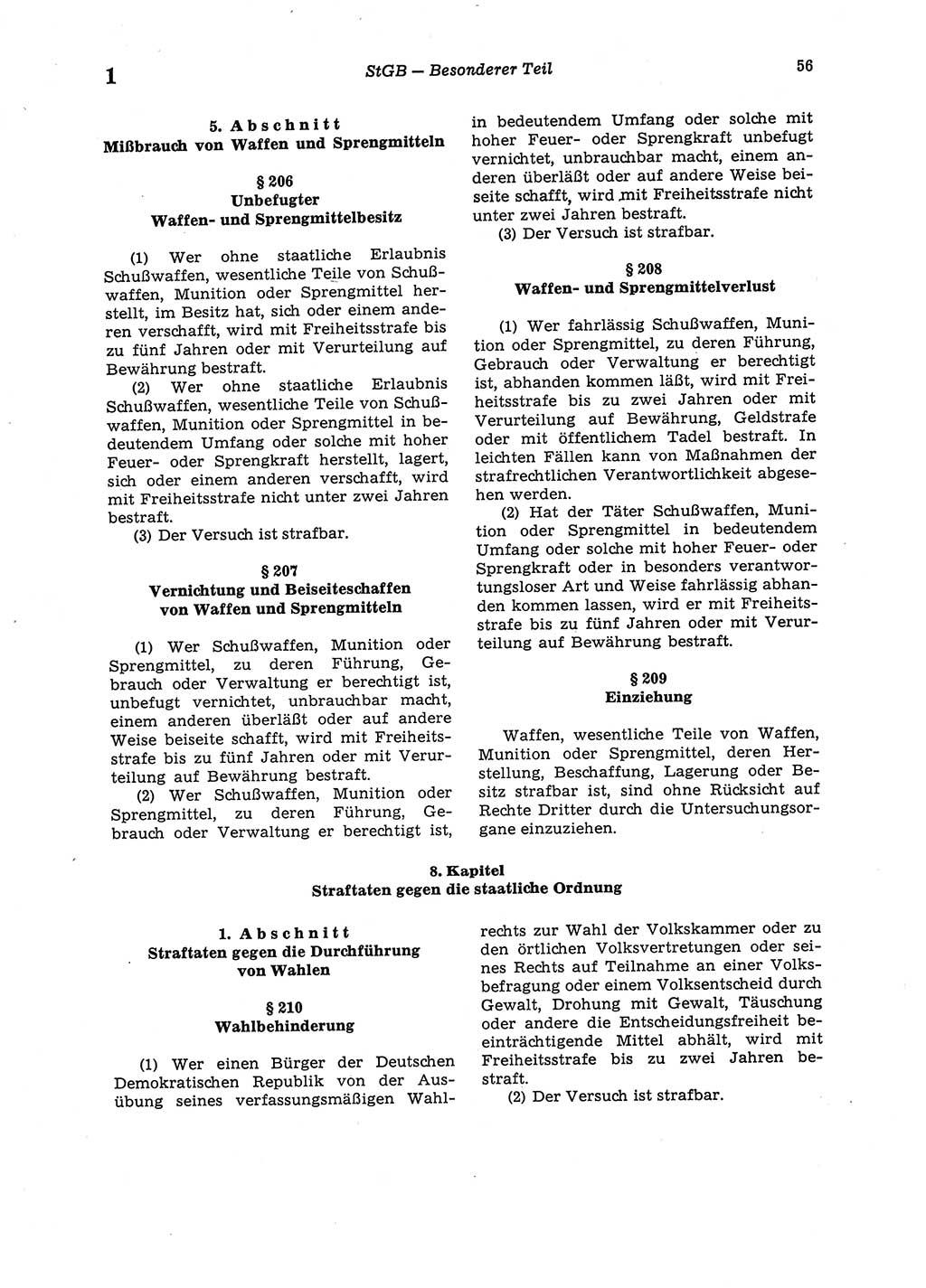 Strafgesetzbuch (StGB) der Deutschen Demokratischen Republik (DDR) 1987, Seite 56 (StGB DDR 1987, S. 56)