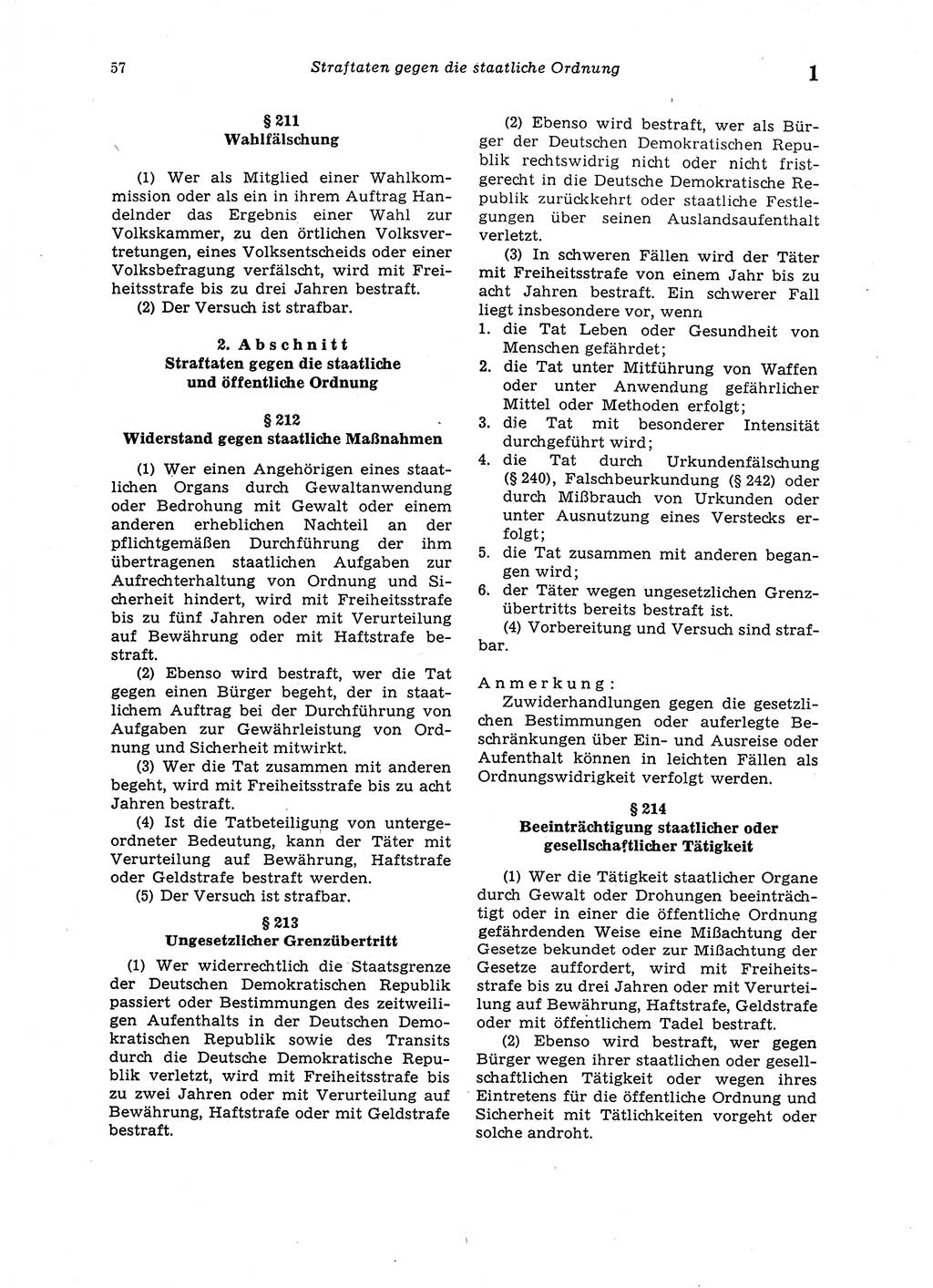 Strafgesetzbuch (StGB) der Deutschen Demokratischen Republik (DDR) 1987, Seite 57 (StGB DDR 1987, S. 57)