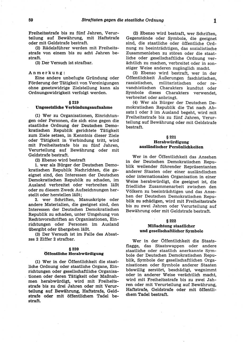 Strafgesetzbuch (StGB) der Deutschen Demokratischen Republik (DDR) 1987, Seite 59 (StGB DDR 1987, S. 59)