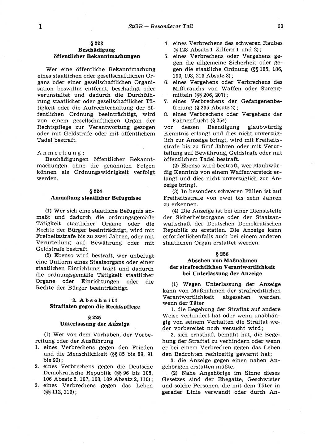 Strafgesetzbuch (StGB) der Deutschen Demokratischen Republik (DDR) 1987, Seite 60 (StGB DDR 1987, S. 60)