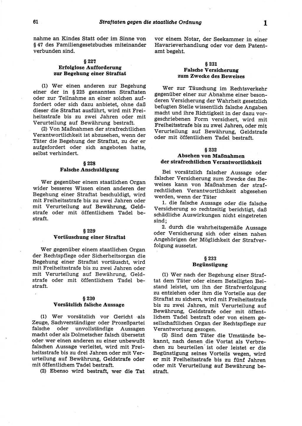 Strafgesetzbuch (StGB) der Deutschen Demokratischen Republik (DDR) 1987, Seite 61 (StGB DDR 1987, S. 61)