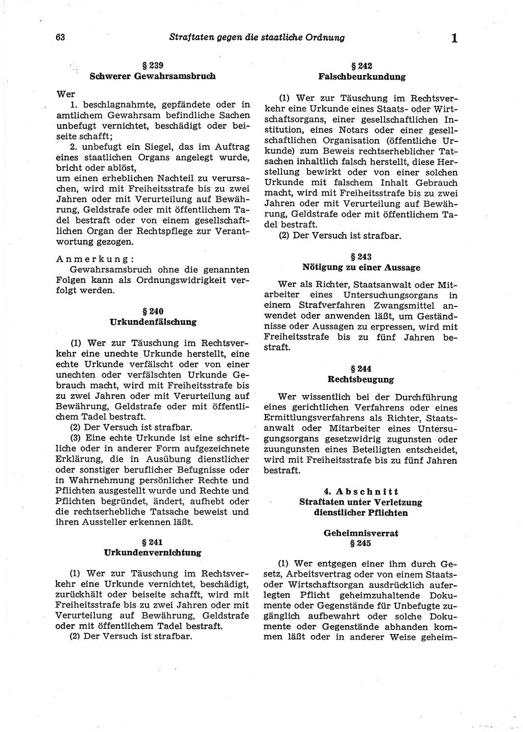 Strafgesetzbuch (StGB) der Deutschen Demokratischen Republik (DDR) 1987, Seite 63 (StGB DDR 1987, S. 63)