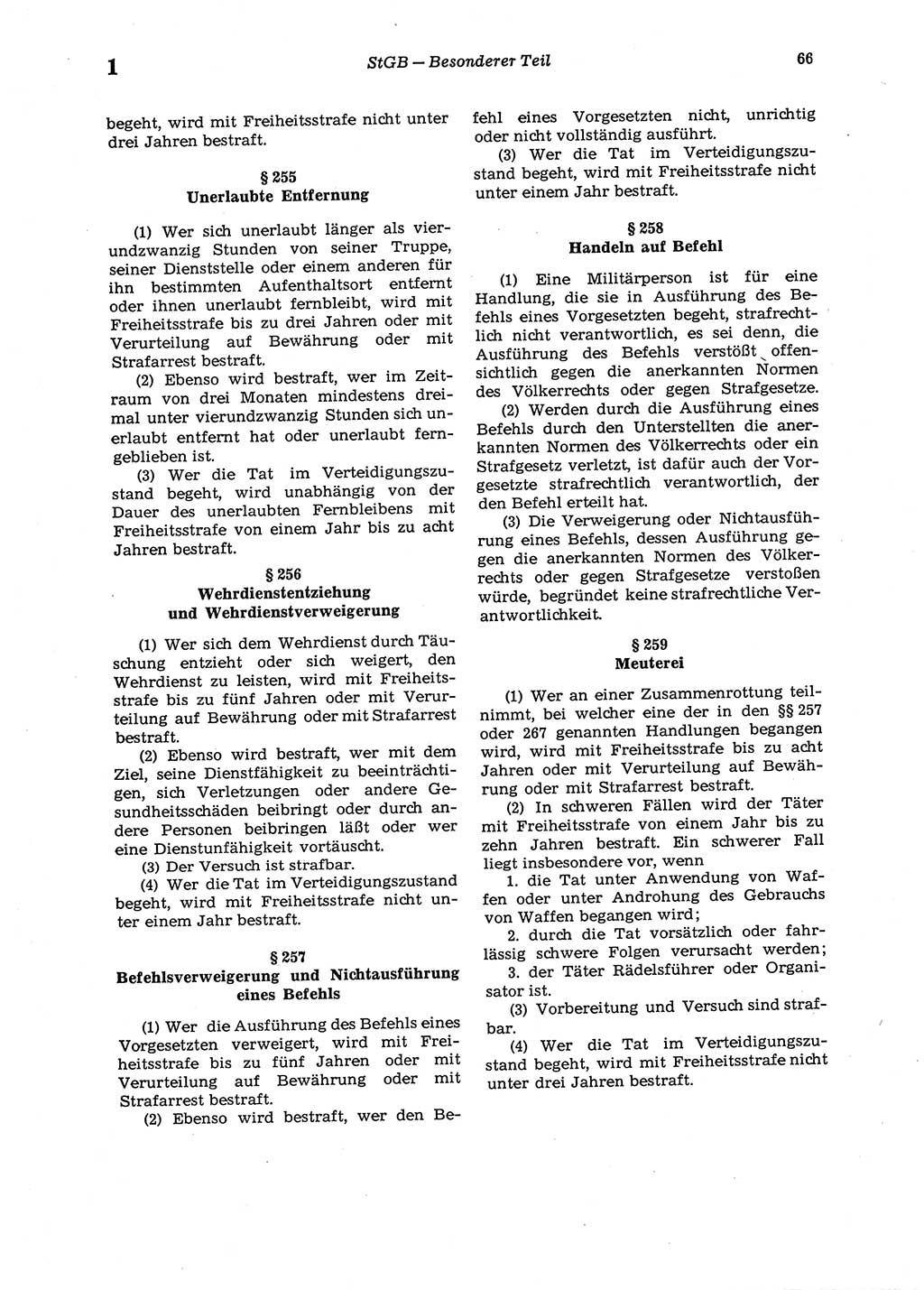 Strafgesetzbuch (StGB) der Deutschen Demokratischen Republik (DDR) 1987, Seite 66 (StGB DDR 1987, S. 66)