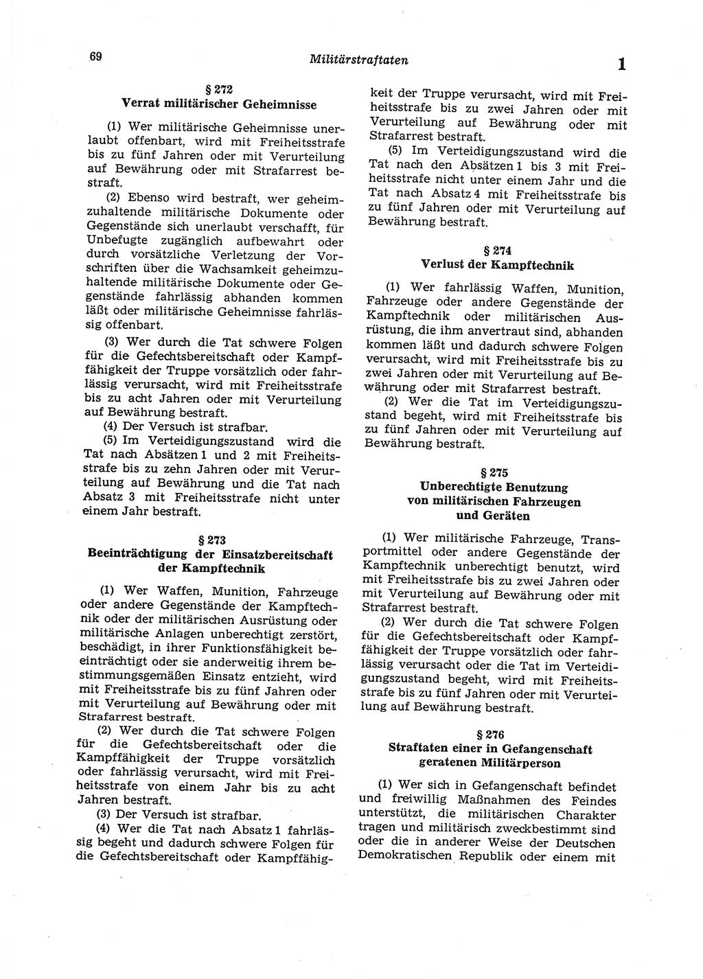 Strafgesetzbuch (StGB) der Deutschen Demokratischen Republik (DDR) 1987, Seite 69 (StGB DDR 1987, S. 69)