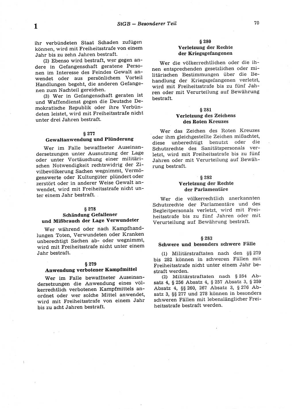 Strafgesetzbuch (StGB) der Deutschen Demokratischen Republik (DDR) 1987, Seite 70 (StGB DDR 1987, S. 70)