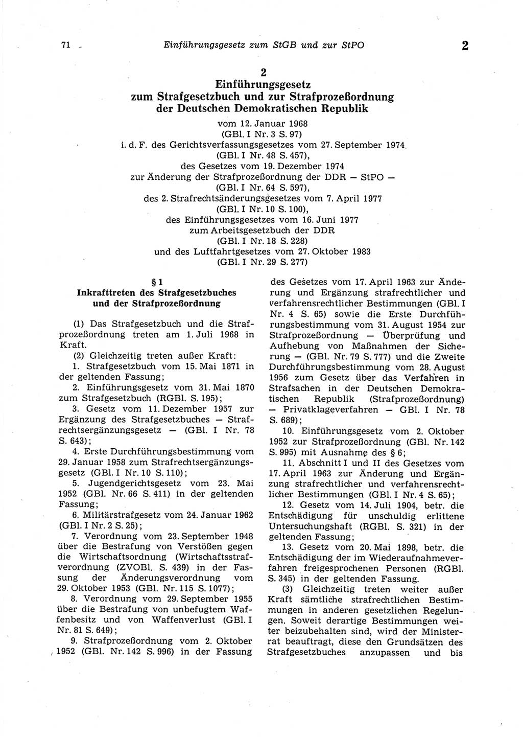 Strafgesetzbuch (StGB) der Deutschen Demokratischen Republik (DDR) 1987, Seite 71 (StGB DDR 1987, S. 71)