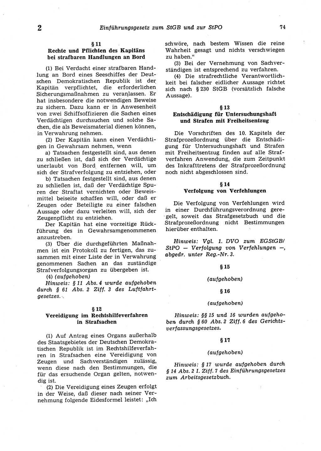 Strafgesetzbuch (StGB) der Deutschen Demokratischen Republik (DDR) 1987, Seite 74 (StGB DDR 1987, S. 74)