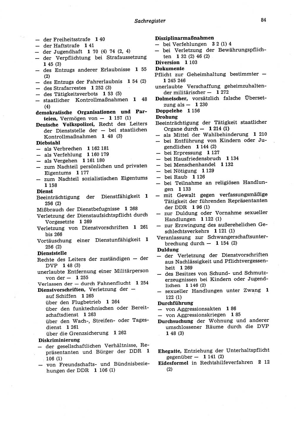 Strafgesetzbuch (StGB) der Deutschen Demokratischen Republik (DDR) 1987, Seite 84 (StGB DDR 1987, S. 84)
