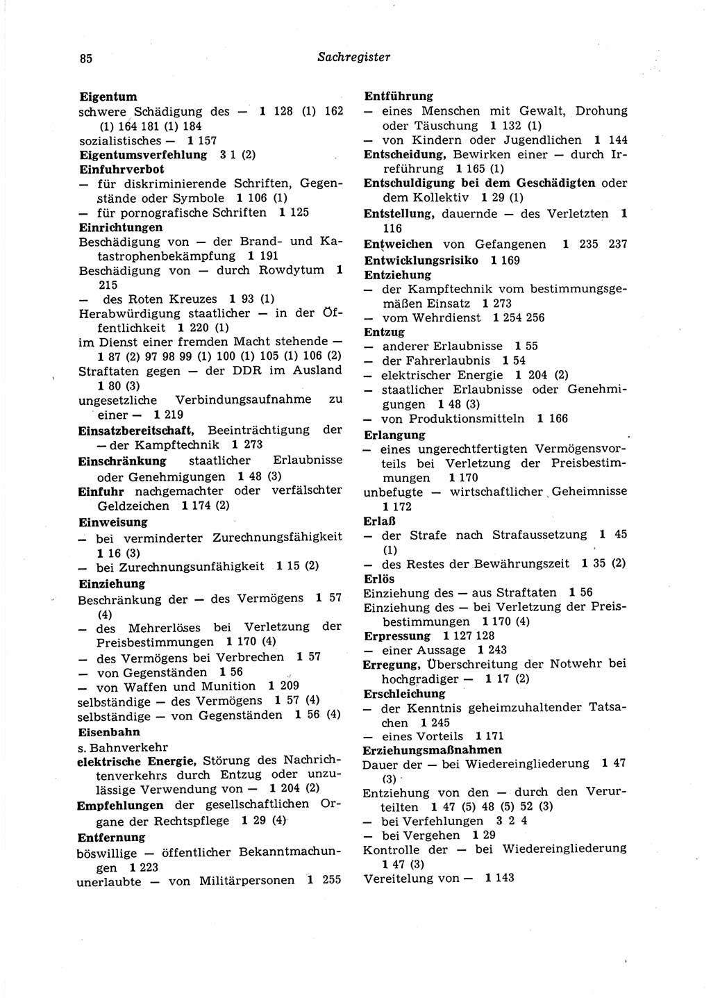 Strafgesetzbuch (StGB) der Deutschen Demokratischen Republik (DDR) 1987, Seite 85 (StGB DDR 1987, S. 85)