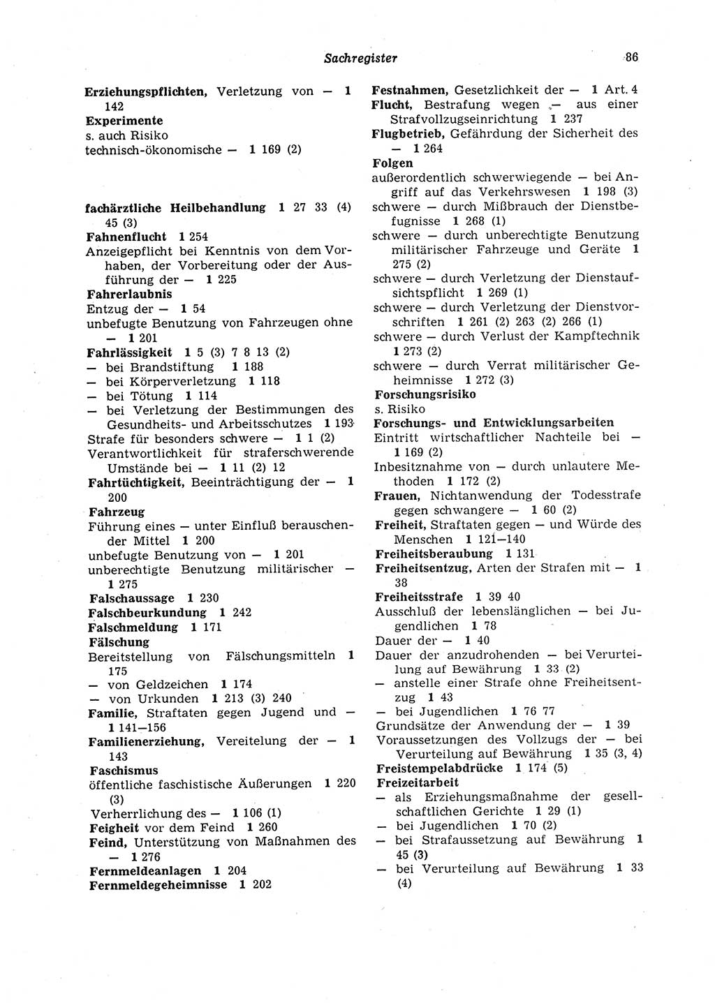 Strafgesetzbuch (StGB) der Deutschen Demokratischen Republik (DDR) 1987, Seite 86 (StGB DDR 1987, S. 86)