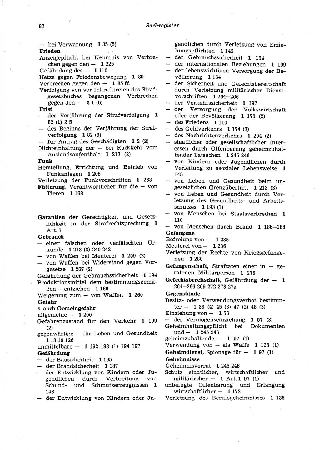 Strafgesetzbuch (StGB) der Deutschen Demokratischen Republik (DDR) 1987, Seite 87 (StGB DDR 1987, S. 87)