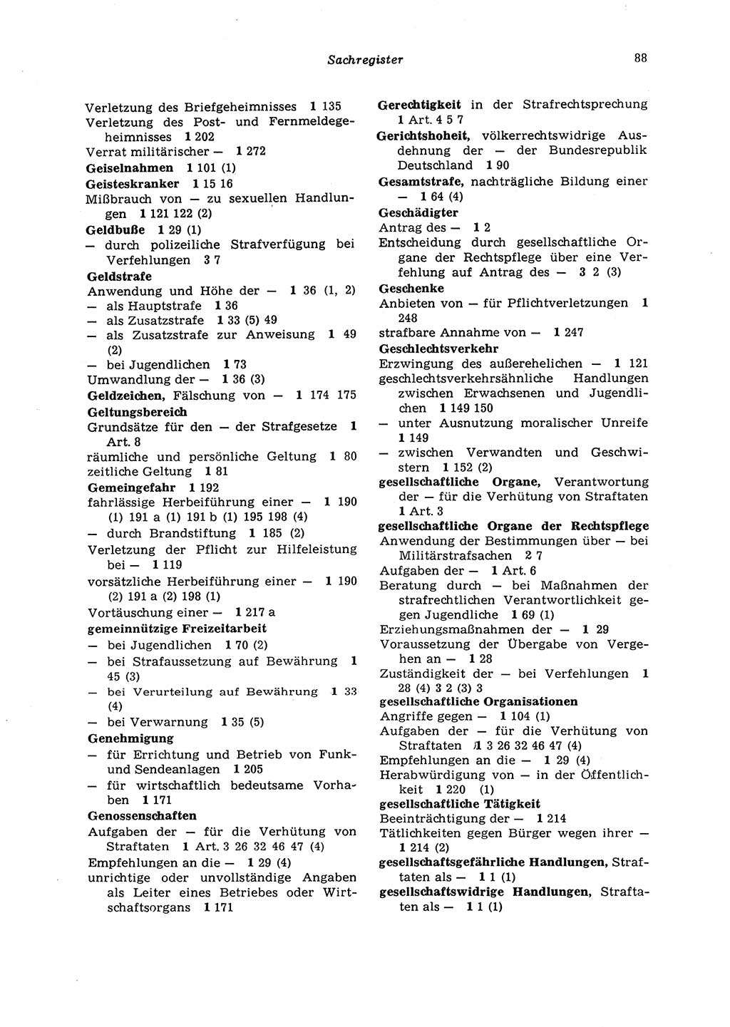 Strafgesetzbuch (StGB) der Deutschen Demokratischen Republik (DDR) 1987, Seite 88 (StGB DDR 1987, S. 88)