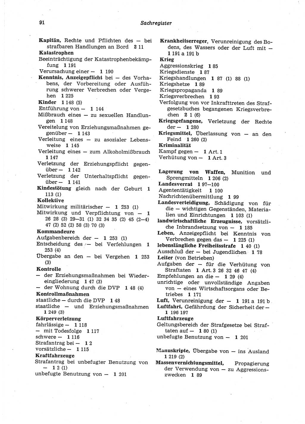 Strafgesetzbuch (StGB) der Deutschen Demokratischen Republik (DDR) 1987, Seite 91 (StGB DDR 1987, S. 91)