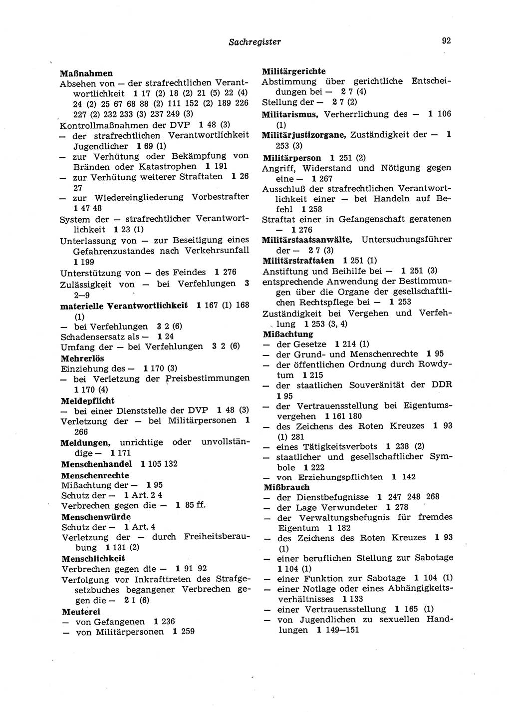 Strafgesetzbuch (StGB) der Deutschen Demokratischen Republik (DDR) 1987, Seite 92 (StGB DDR 1987, S. 92)