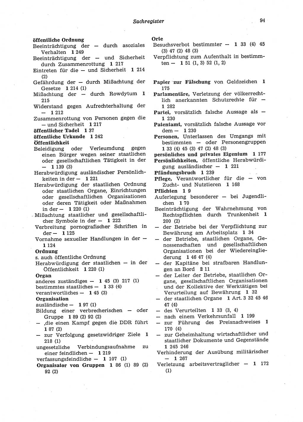 Strafgesetzbuch (StGB) der Deutschen Demokratischen Republik (DDR) 1987, Seite 94 (StGB DDR 1987, S. 94)