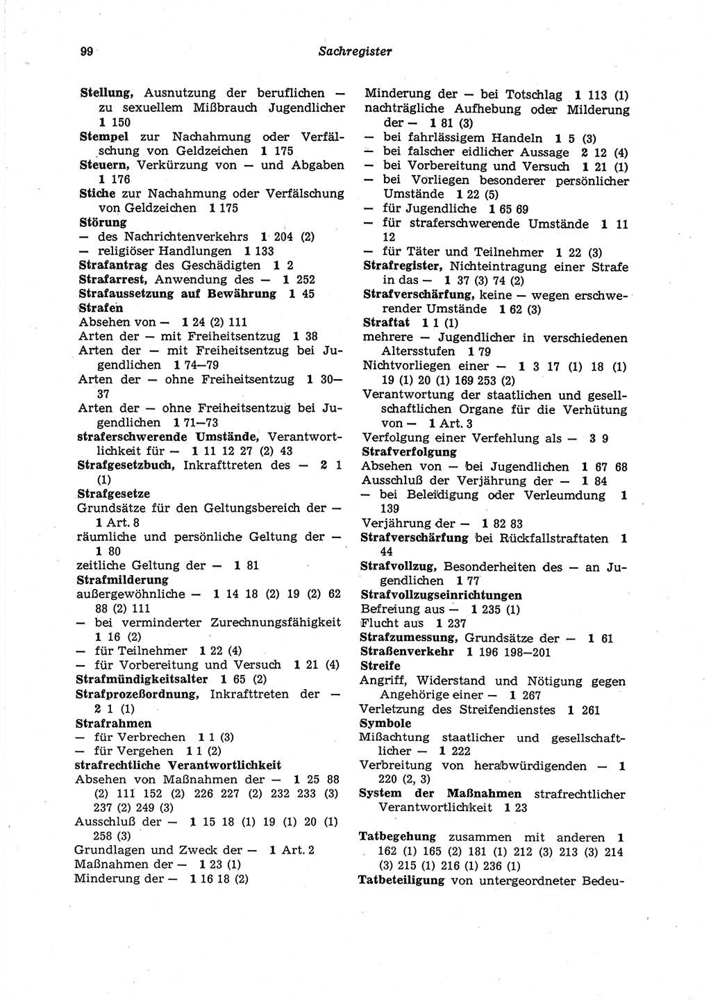 Strafgesetzbuch (StGB) der Deutschen Demokratischen Republik (DDR) 1987, Seite 99 (StGB DDR 1987, S. 99)