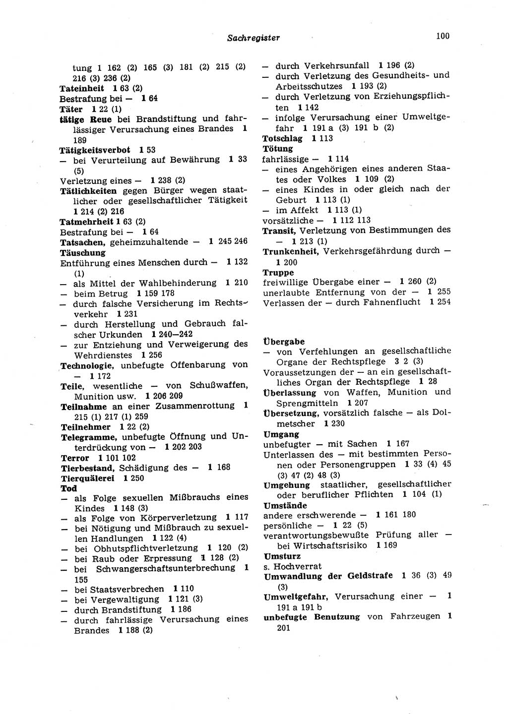 Strafgesetzbuch (StGB) der Deutschen Demokratischen Republik (DDR) 1987, Seite 100 (StGB DDR 1987, S. 100)