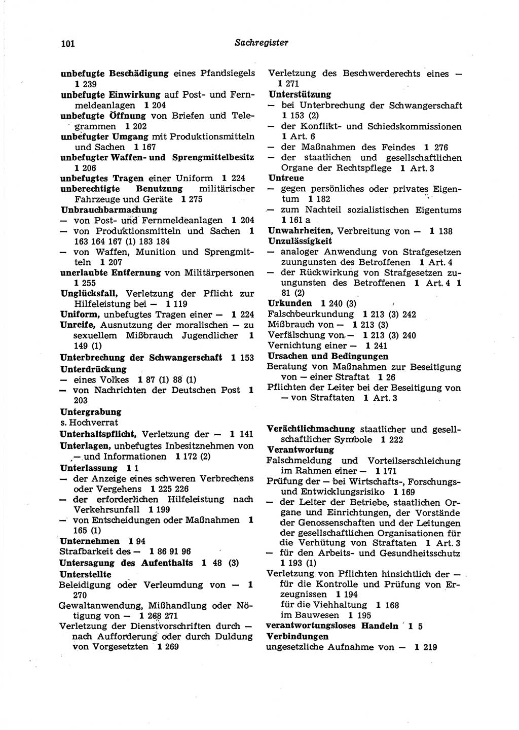 Strafgesetzbuch (StGB) der Deutschen Demokratischen Republik (DDR) 1987, Seite 101 (StGB DDR 1987, S. 101)