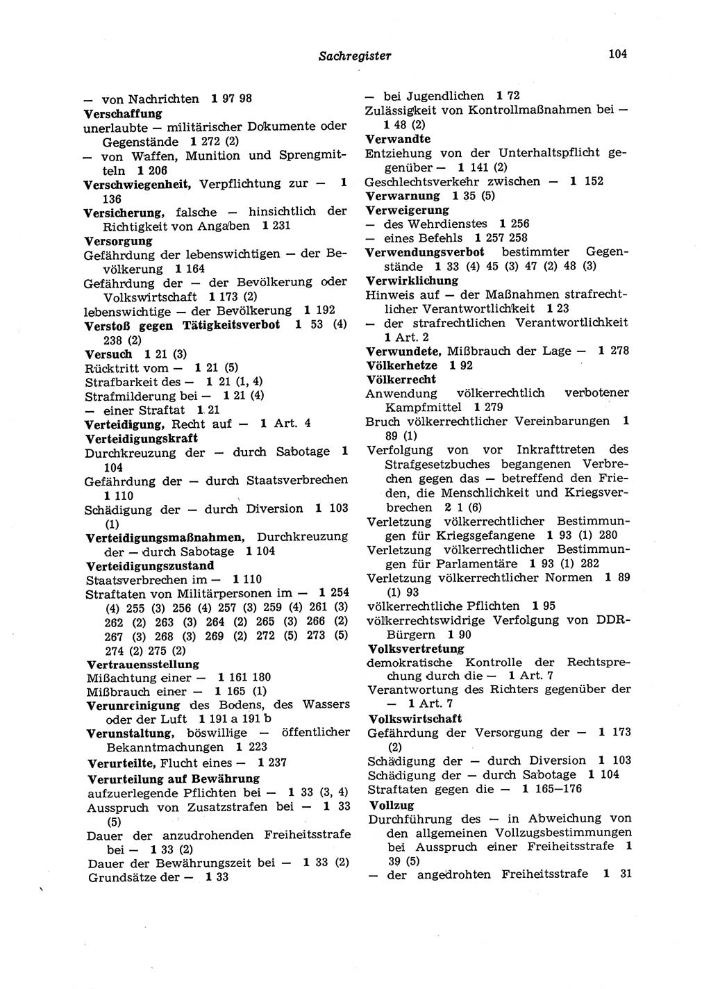 Strafgesetzbuch (StGB) der Deutschen Demokratischen Republik (DDR) 1987, Seite 104 (StGB DDR 1987, S. 104)